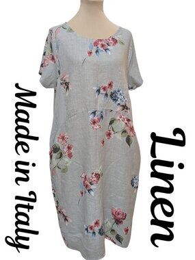I Love Linen Floral Dress Made in Italy